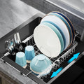 GSlife Expandable Over The Sink Dish Drying Rack - Stainless Steel Heavy Duty in Sink Dish Drainer with Square Corners, Rust Resistant with Lock Knob, Fit for Modern Single & Double Sinks, Black