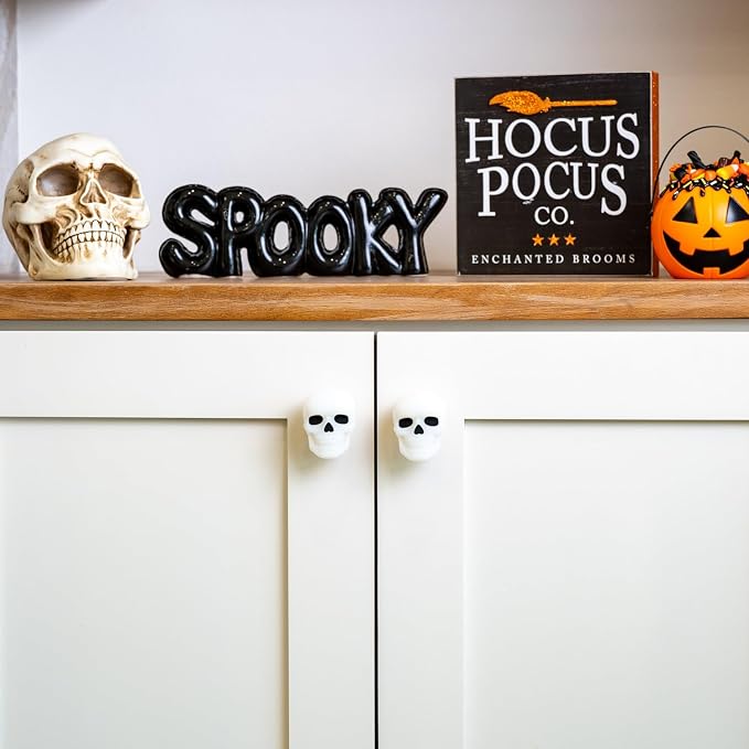 Knobēz: Decorative Cabinet Knob Covers - Skull - 12pk - Stretch Over Hardware Decorations, Spooky-Halloween-Fall-Seasonal, Kitchen-Bathroom-Dressers
