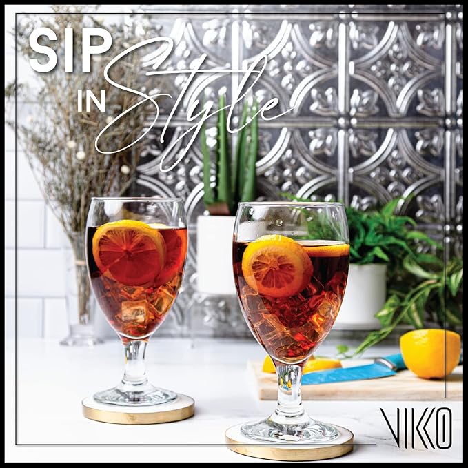 Vikko Classic Goblet Party Glasses, Iced Tea Glasses 20 Ounce, Set of 6 Goblets, Iced Tea and Water Goblets, Dishwasher Safe Durable Glassware