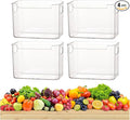 2/4/6/8 Pcs Crystal Clear Freezer Storage Bins, Freezer Organizer Bins, Clear Plastic Bins, Stackable Kitchen Cabinet Organizer with Handles for Frozen Food, Meat & Veggies (4, Transparent, L)