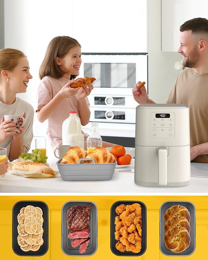 Air Fryer Liners Set for Bella 4Qt Slim Air Fryer(3.3lb Capacity), 130PCs Airfryer Parchment Paper and 2PCs Collapsible Air Fryer Silicone Liners, Non-stick Air Frier Accessories