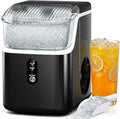 Antarctic Star Nugget Ice Makers Countertop with Self-Cleaning, 35lbs/24H, Portable Sonic Ice Maker Machine with Handle/Basket/Scoop for Home, Kitchen, Office, Camping(Black)