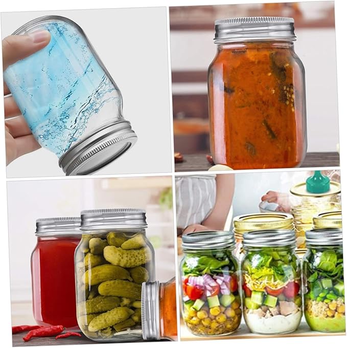 Veemoon 6pcs Jars Airtight Lids Wide Mouth Storage Containers for Fruit Jelly Meal Prep and Preserving Canning Jars for Kitchen Use
