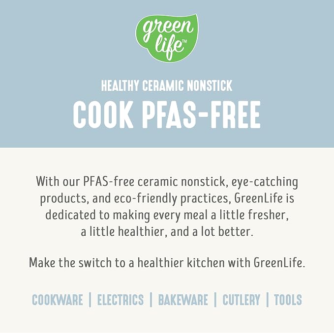 GreenLife 8 Piece Ceramic Nonstick Cookware Set, Induction Suitable Non Toxic PFAS-Free Pots & Pans, Dishwasher Safe, Cooking Set, Stock Pot, Saucepans & Frying Pans, Kitchen Cooking, Light Blue