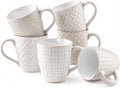 DOWAN Coffee Mugs Set of 6, 19 oz Large Mug, Ceramic Embossment Stoneware Tea Cups with Handle for Men Women, Handcrafted Mug Gift Set, Housewarming Wedding Gift