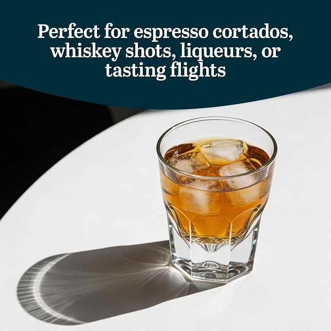 Libbey Gibraltar DuraTuff Drinking Glass Drinking Cup Set, Iconic Heavy Base Bar Glassware hick Drinking Glasses Set of 12, 4.5-Ounce Cortado Glasses