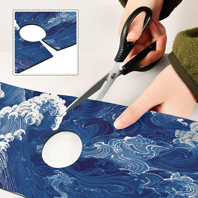 Kitchen Sink Splash Guard 1 PC 14.7 Inch Sink Faucet Mat Splash Guard for Bathroom Countertop Water Absorbent Foldable Cuttable Soft Washable Blue Ocean Waves