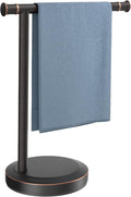 Hoimpro 13" Oil Rubbed Bronze Stand Hand Towel Holder Bathroom Kitchen Countertop Towel Rack Towel Bar Ring Free Standing Counter T Bath Accessories Freestanding Vanity Sink Hardware Stainless Steel
