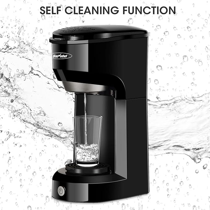 SUNVIVI Coffee Maker, Single Serve Brewer for Single Cup, One Cup Coffee Maker With Permanent Filter, 6oz to 14oz Mug, One-touch Control Button with Illumination, Black (ETL Certified)