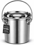 iplusmile Stainless Steel Airtight Canisters Container: 152 fl oz Airtight Clamp Lid Kitchen Food Storage Bucket for Rice Flour Grain Coffee Bean Flour Oil Sugar Milk