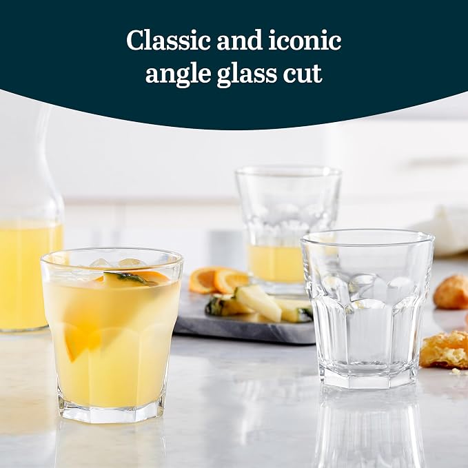 Libbey Gibraltar DuraTuff Drinking Glass Drinking Cup Set, Iconic Heavy Base Bar Glassware hick Drinking Glasses Set of 12, 12-Ounce Rocks Glasses