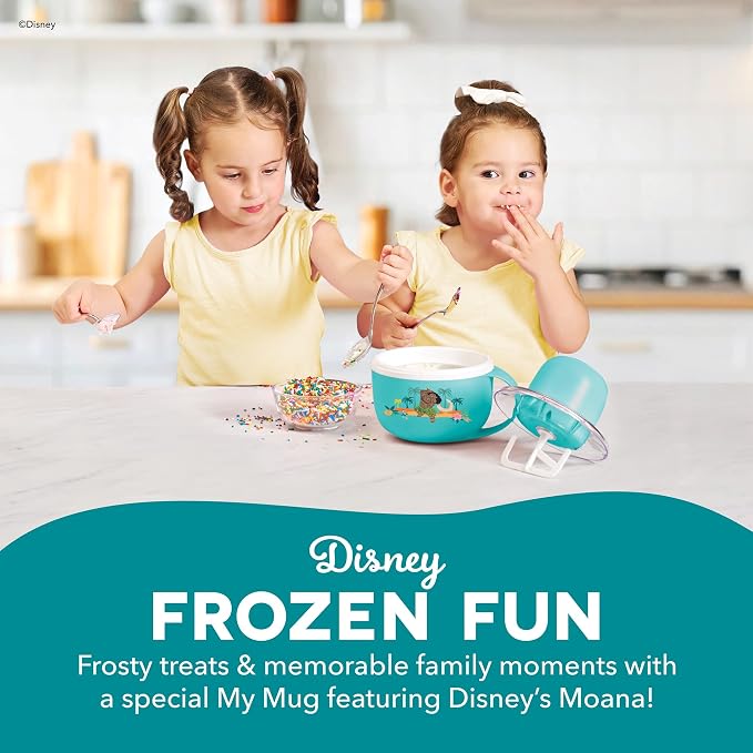 Disney | Dash Moana My Mug Ice Cream Maker — Electric Countertop Soft Serve Ice Cream Machine, Single Serve Half-Pint Moana Mug with Ingredient Chute & Recipe Guide