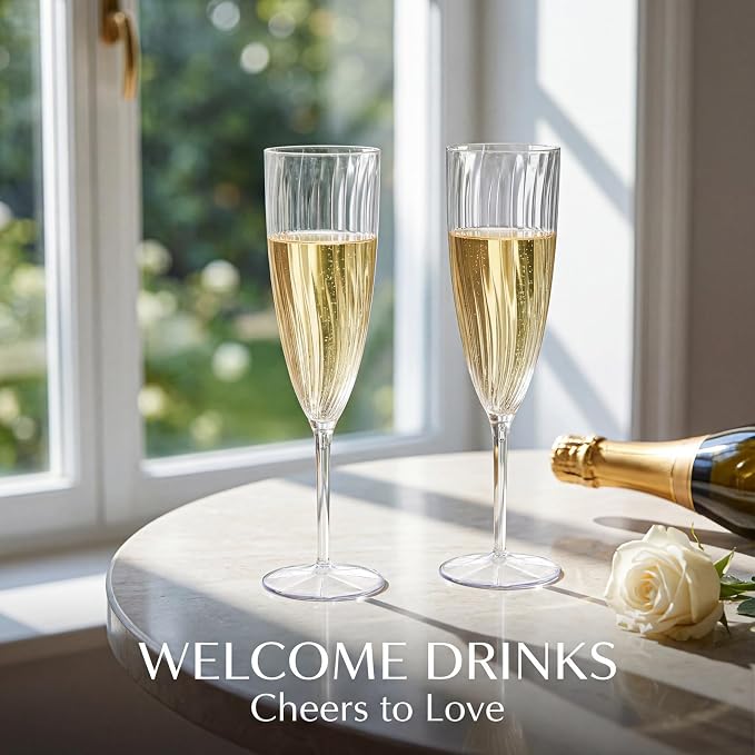 WDF 36PCS Clear Champagne Flutes Plastic - 6 OZ Clear Disposable Champagne Flutes Party Supplies for Wedding/Birthday/Parties (Pack of 2)