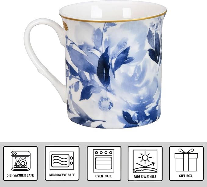 STP GOODS Porcelain Mug 13.5 fl. oz. - Set of 2 in Gift Box Coffee Cup, Gift for Women and Men (Mizuki)