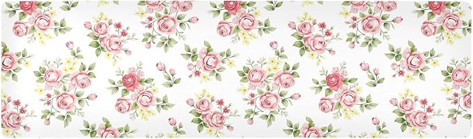 Flower Trivet Table Runner 40 Inches Long Pink Rose Flower Floral Heat Resistant Hot Pad Multi Purpose Mat for for Hot Pots Pans Kitchen Countertops