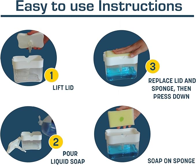 Elite All Purpose Cleaning Pad, 24 Pads (Individually Boxed) and Elite Buddy Dish Soap Dispenser and Sponge Caddy (White)