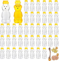 8oz Plastic Honey Bear Bottle Mini Honey Jars Party Favors Small Honey Bear Bottles with Lids Bear Shape Clear Empty Honey Jar with Screw Yellow Lid 50 Tags 2 Rolls Jute Rope (36-set)