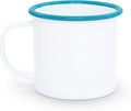Enamelware Mug, 12 ounce, Vintage White/Turquoise (Set of 4)