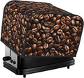 Coffee Print Covers for Toasters 4 Slice,Cute Funny Bread Machine Cover with Handle,Washable Stain Resistant Kitchen Small Appliance Cover Dining Decor