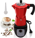 Aluminum Electric Moka Pot 3-6 Cup 270ml Express Coffee Maker Stovetop Espresso Portable Coffeemaker Italian Classic Brewing Greca Cafe Mocha with Removable Base and Overheating Protection Machine