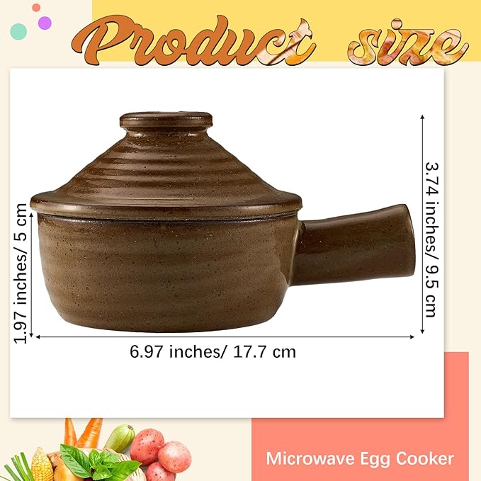 Maxdot 4 Pack Egg Cooker Egg Microwave Cooker with Lid and Hollow Hand Ceramic Microwave Poacher for Household Use and Food Preparation