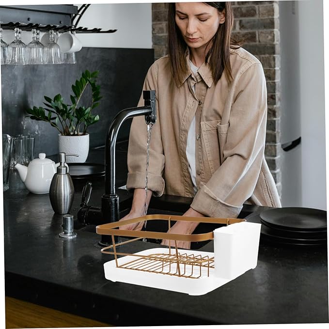 OUNONA 1set Large Capacity Kitchen Dish Rack Over Sink Drying Stand Counter Dish Organizer Drying Rack Cutlery Holder