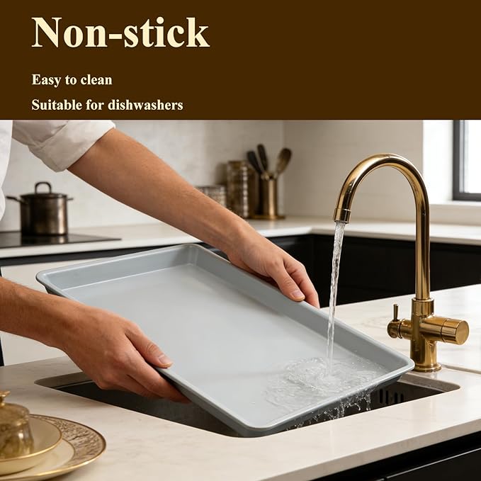 Ceramic Baking Sheet, Cookie Sheets for Baking 15x10" | Non-Stick & Non-Toxic Ceramic Coating, 2.2mm Thick Aluminum Oven Trays for Cooking, PTFE & PFOA Free