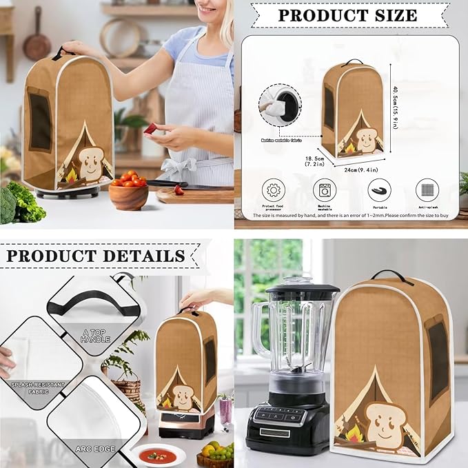 PointodoorFunny Cartoon Toast PrintAppliance CoversSet WashableKitchen Blender Dust Cover Bread Maker Toaster Cover4+SliceKitchen Accessories Size L