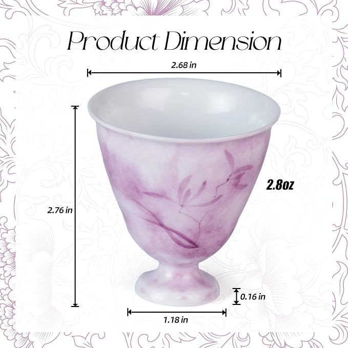 KAMMAK Ceramic Tea Cups Small, Cute Vintage Coffee Cup Set of 2, Porcelain Teacups Espresso Mug, 2.8oz Hand Painted Chinese Afternoon Tea Party Mugs, Birthday Gift for Women Men, Youlan Flower