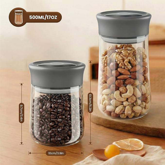 OURCABECUE Wide Mouth Mason Jar 16oz, Newly Upgraded Easy Open Rotating Lid, Food Grade Glass Storage Jar for Overnight Oats Yogurt Snacks Candy Jars