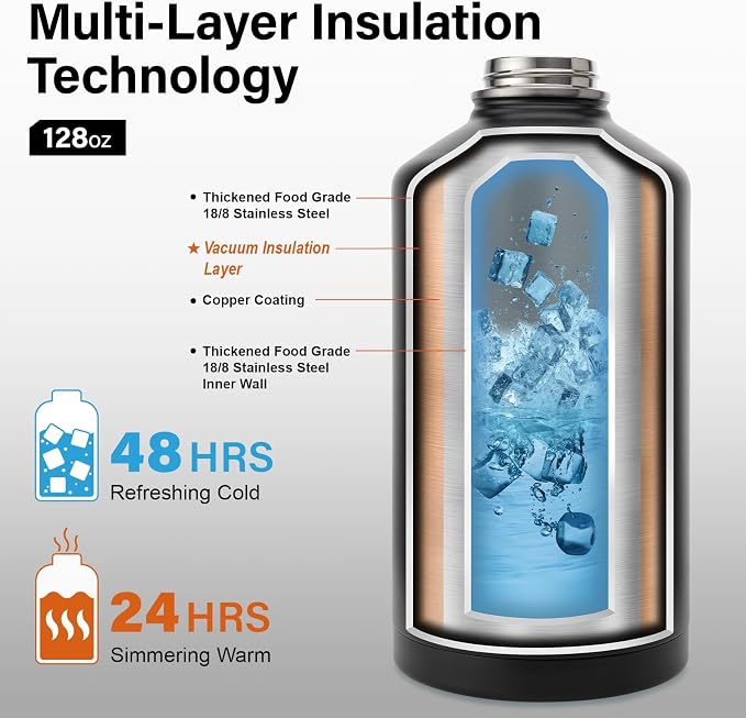 DYSANKY Gallon Insulated Water Bottle with Portable Carrier Bag for Outdoor