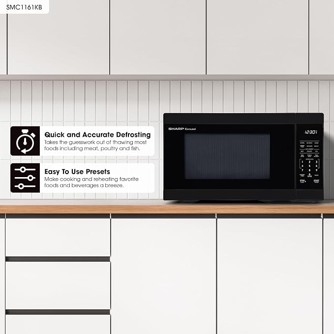 Sharp SMC1161KB 1.1 cu. ft. 1000W Black Countertop Microwave Oven