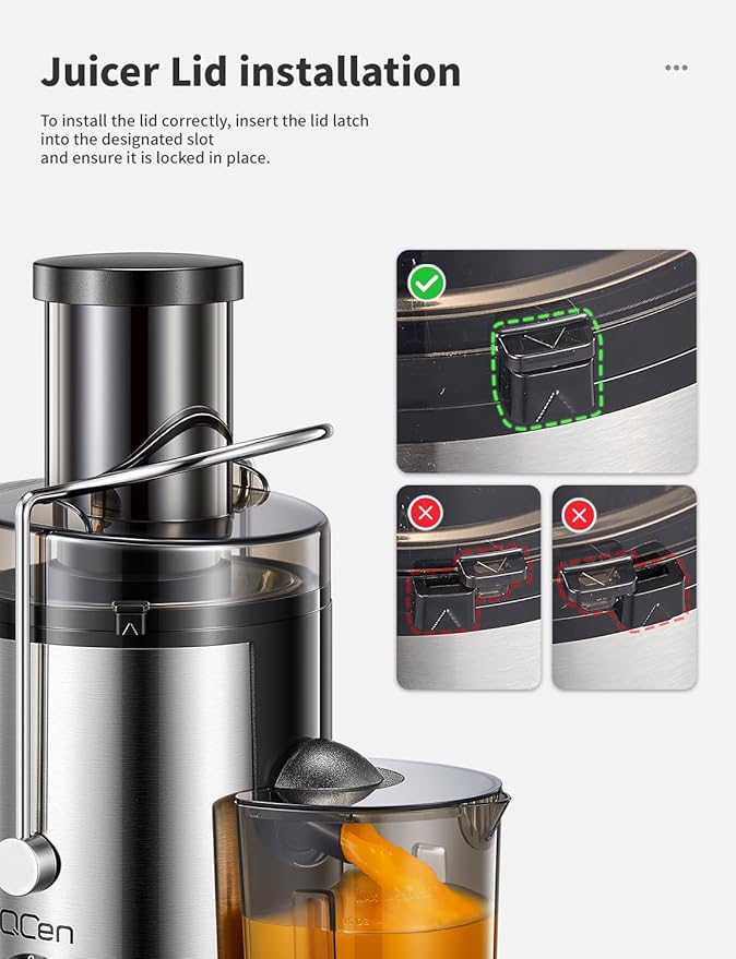 Juicer Machine, 800W Centrifugal Juicer Extractor with Wide Mouth for Fruit Vegetable, Easy to Clean, Stainless Steel, BPA-free (Black)