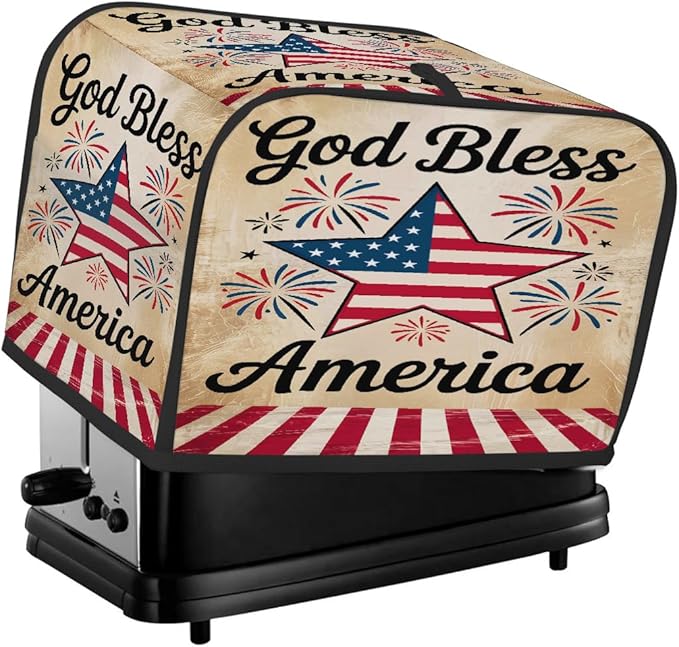 American Flag Stars 4 Slice Toaster Cover Dust And Fingerprint Bread Maker Cover Bakeware Protector Washable Appliance Covers Kitchen Accessories For Home Kitchen Women Gift