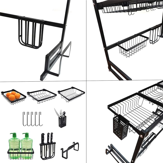 HTTMT- Over The Sink Dish Drying Rack Shelf Stainless Steel Storage Cutlery Holder 33" [P/N:ET-DISHRACK002]