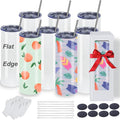 8 Pack 20oz Sublimation Tumblers Bulk, Flat Edge Sublimation Tumbler Blank, Skinny Straight Stainless Steel Blanks Cups with Individual Box (8, 20OZ FLAT EDGE)
