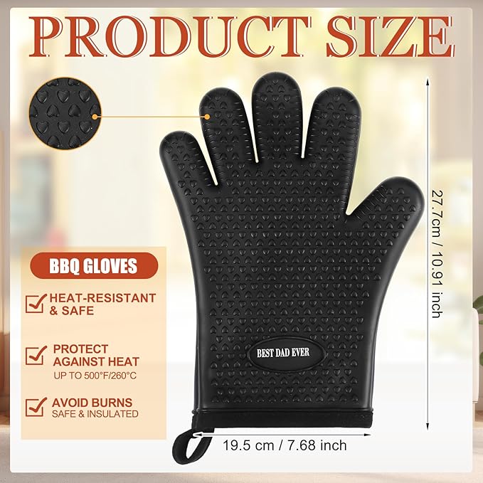 Newtay 8 Pcs Meat Claws for Pulled Pork Smoker Accessories Gifts for Men Dad Meat Claws for Shredding Xmas Stocking Stuffers Brush Grilling Gift with Gift Box, Grill BBQ Gloves, Thermometer, Timer