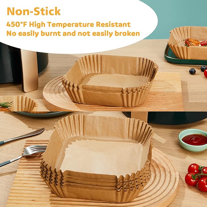 Ailun Air Fryer Disposable Paper Liners, 100PCS 6.5inch Round and Air Fryer Disposable Paper Liners, 100PCS 6.5inch Square