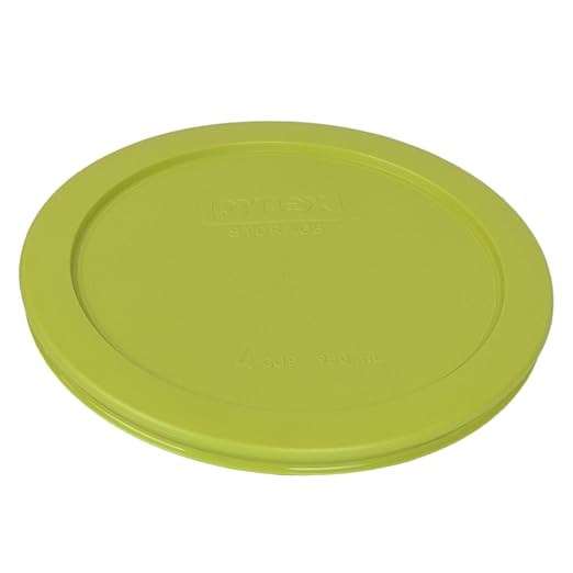 Pyrex 7201 4 Cup Glass Bowls & 7201-PC Edamame Green Food Storage Replacement Lids (4-Pack) - Made in USA