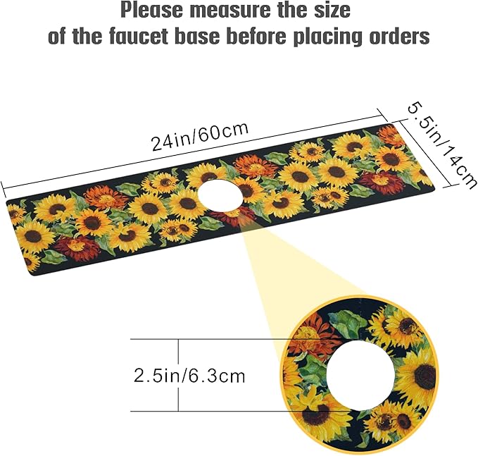 Sink Faucet Absorbing Mat, 2 Pack Drying Mat Around Faucet Sink Splash Guard Behind Faucet Sinkmat For Kitchen Bathroom Island Rv 24 * 5.5 Inch (60 * 14 cm)