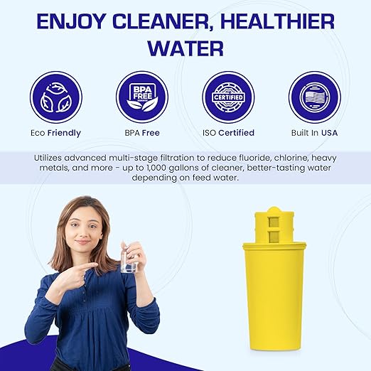 Crystal Quest SMART/Fluoride Removal Water Filter Pitcher Cartridge – Advanced Filtration for Clean, Healthy Water, Removes Contaminants, Long-Lasting, Easy Installation - 1,000 Gallons [Pack of 2]