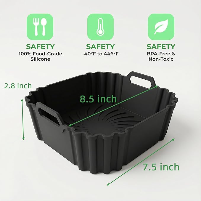 160Pcs 9.5x5 Bread Pan Liners+2 Pack Reusable Silicone Air fryer basket liners