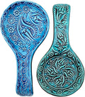 Turkish Ceramic Spoon Rest for Stove Top Set of 2-Spoon Holder for Countertop,Kitchen Decor for Counter-Handmade Dishwasher Safe