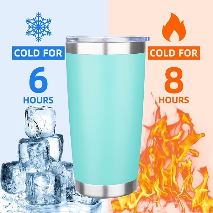 20oz Tumbler with Lid Stainless Steel Insulated Tumblers Travel Coffee Tumbler Bulk Double Wall Vacuum Insulated Water Cup Gifts for Christmas Women Men Her Him Home Office(Teal, 4pack)