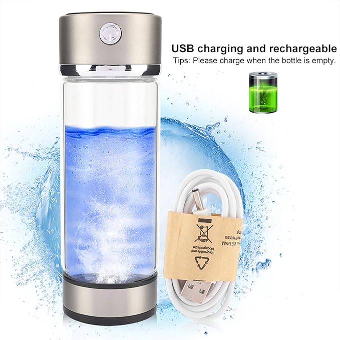 420ml Hydrogen Water Bottle Portable Hydrogen Water Generator USB Charging Rich Hydrogen Water Purifier Filter Glass Bottle