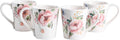 Bico Margret's Garden Ceramic Coffee Mugs Set of 4, 16 oz Large Tea Cups with Handle, Aesthetic Latte Mugs for Cappuccino Cocoa, Lead-Free, Dishwasher and Microwave Safe, Housewarming Gift