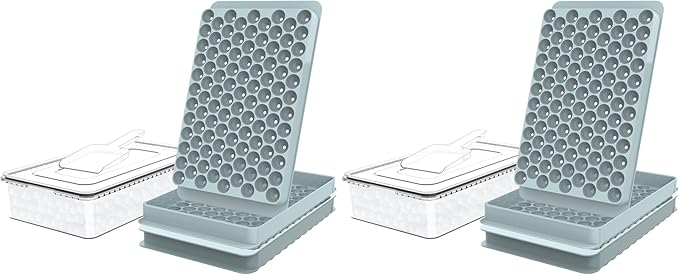 WIBIMEN Mini Ice Cube Trays, Small Tiny Round Pebble Crushed Nugget Ice Trays for Freezer with Lid - Chilling Drinks Coffee Juice(4 Pack/0.55In - Blue)