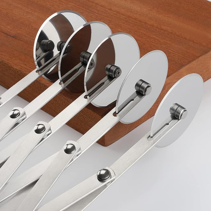 5-Wheel Stainless Steel Pastry Cutter - Expandable Pasta Roller for Noodle, Pizza, Pie Crust, Cookie Divider