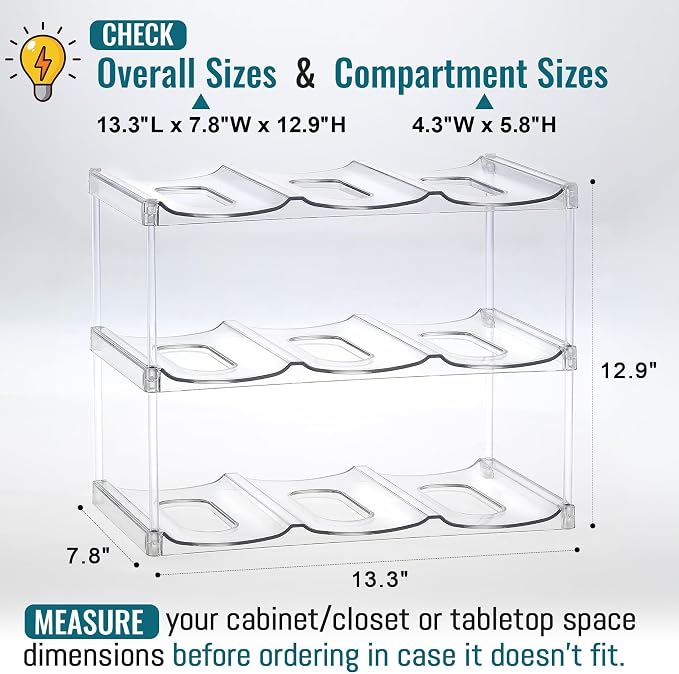Design for Stanley 40 OZ & Large Bottles & Tumblers with Handle, Acrylic Water Bottle Organizer - Stackable Clear Wine Rack, Cup Holder for Home Kitchen Pantry Shelf Countertop Cabinet, 3 Tier Hold 9