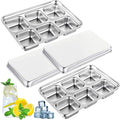 Domensi 2 Pack Stainless Steel Ice Cube Trays for Freezer Metal Ice Cube Trays with Lid Easy Release Molds Durable and Dishwasher Safe for Bars Kitchens Cocktail Freezer Whiskey